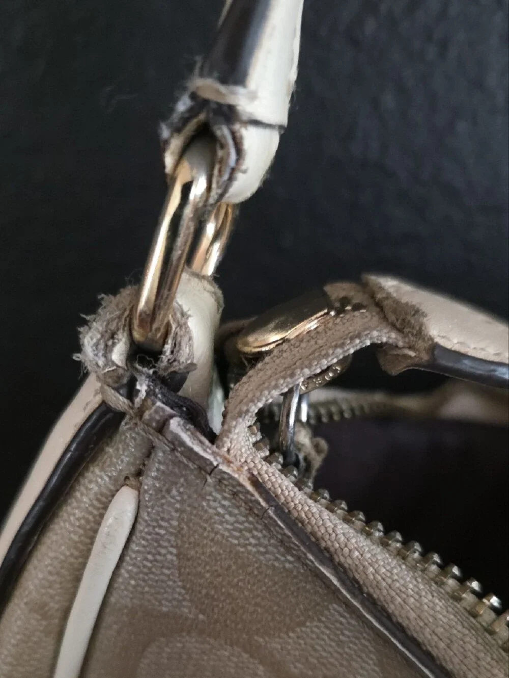 Coach Beige Signature Canvas Hobo Bag